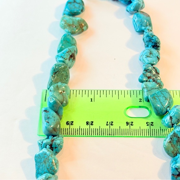 🆕 Faux Chunky Turquoise Nugget Necklace w/ Heart Toggle Clasp – Bold & Beautiful - Picture 3 of 16